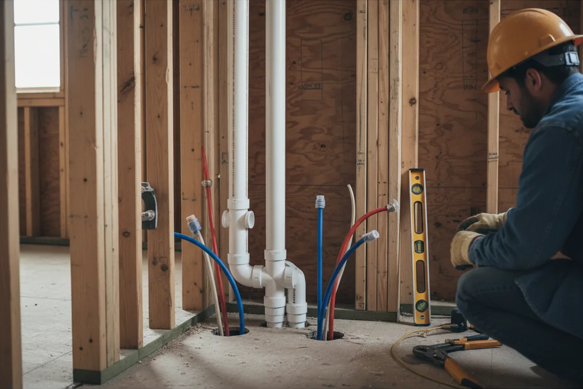 Drain and supply rough-in during Drain Cleaning in Rochester